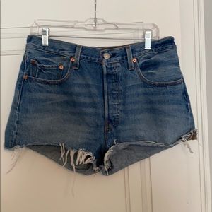 Levi 501 Distressed Jean Shorts High Rise